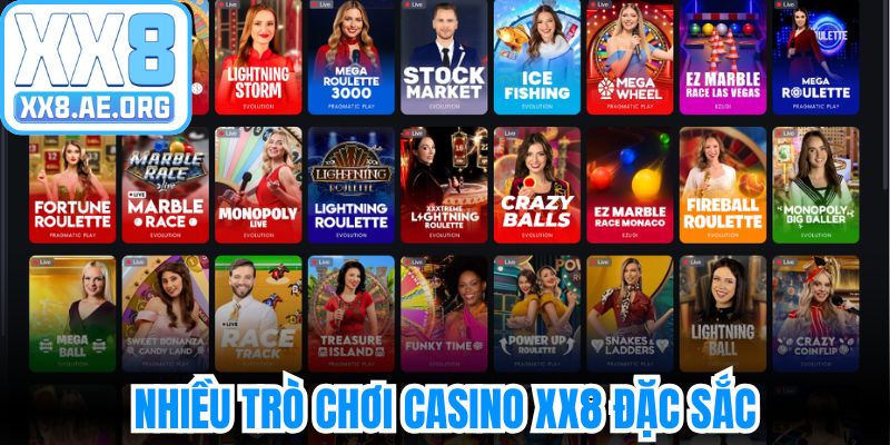 Nhiều trò chơi casino XX8 đặc sắc